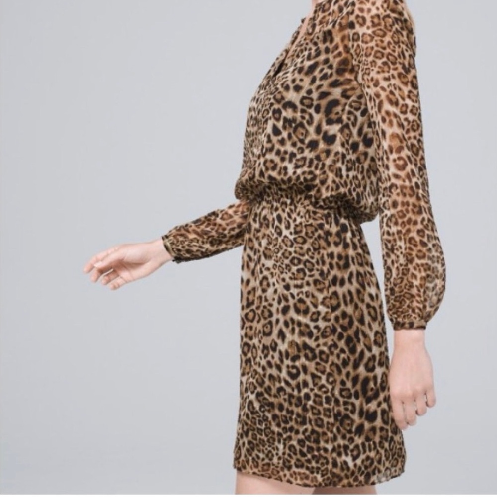 White House Black Market Leopard Print Long Sleeve Dress - Picture 3 of 9